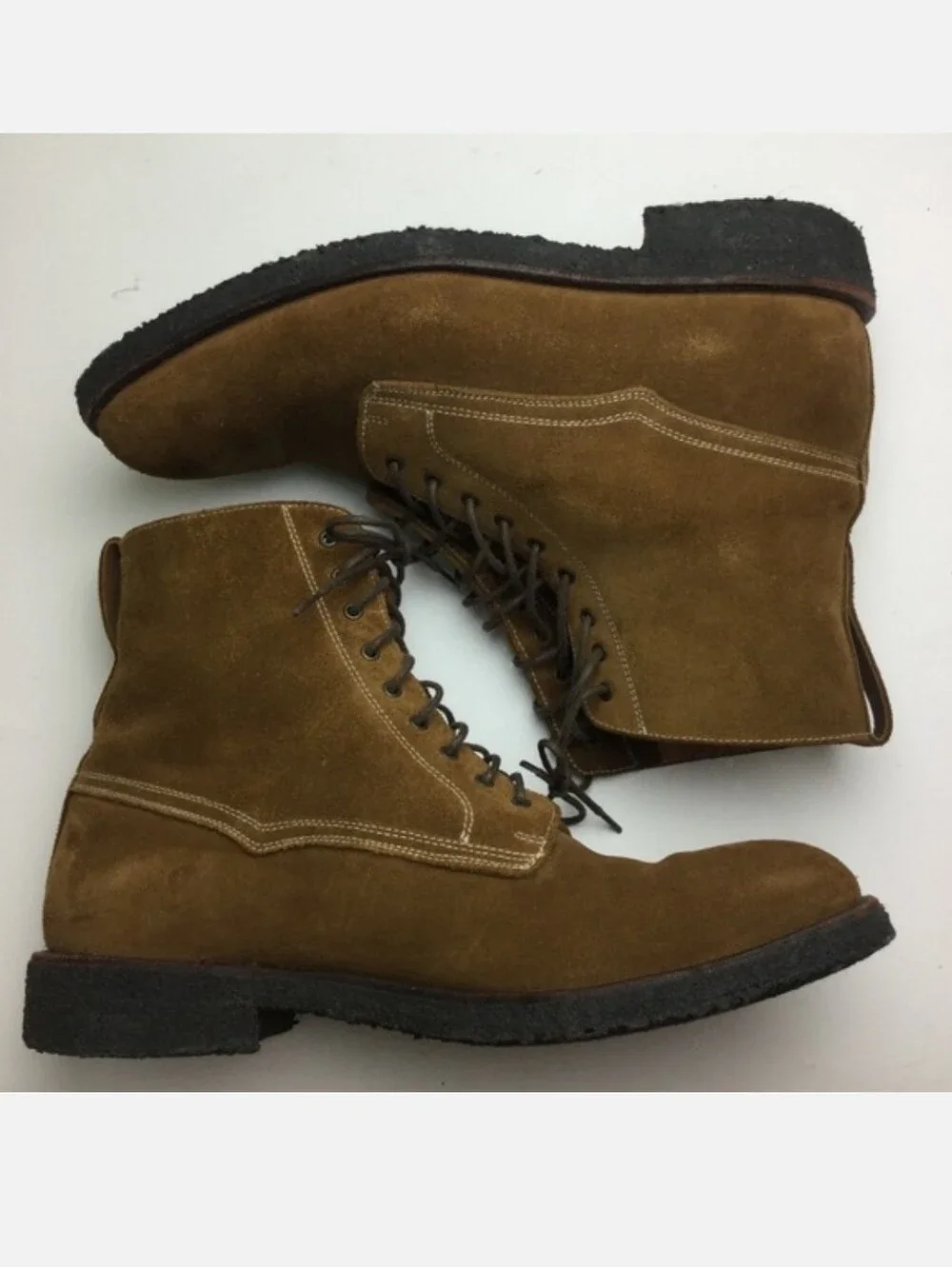 Sid Mashburn Field Handmade Brown Suede Lace-Up Boots Size 10